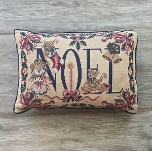Noel Christmas Holiday Tapestry Throw Pillow